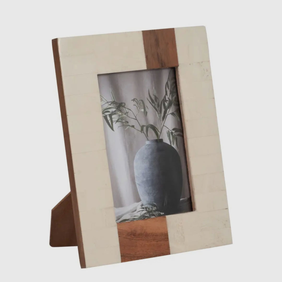 Ivory & Wood Stripe Frame