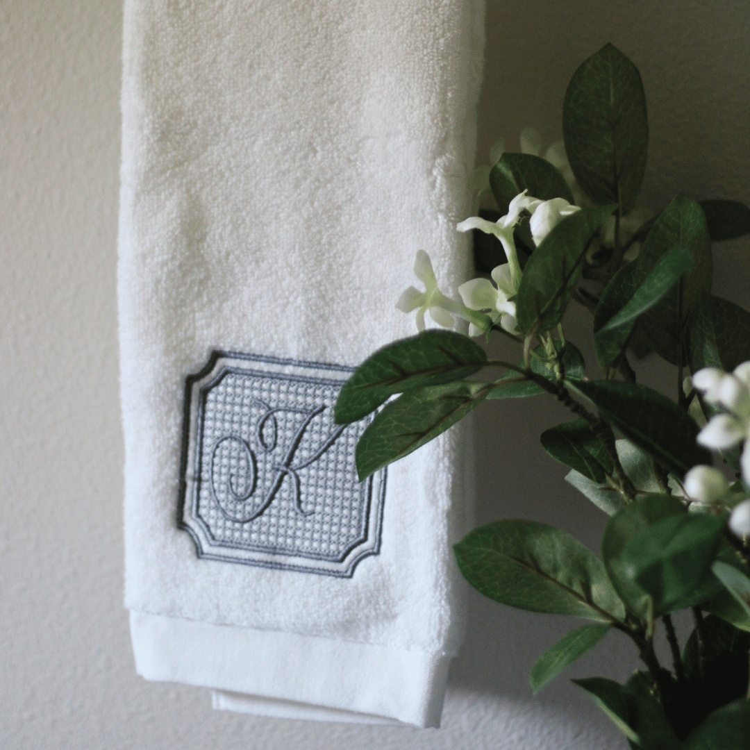 Embossed Monogram Hand Towel