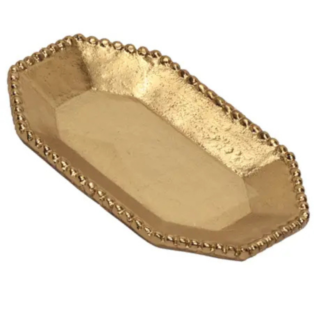 Gold Beaded Border Octagon Tray