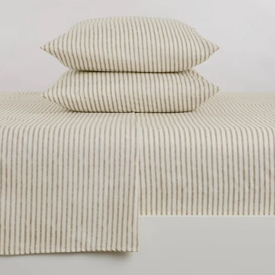 Striped Microfiber Sheet Set — Light Taupe