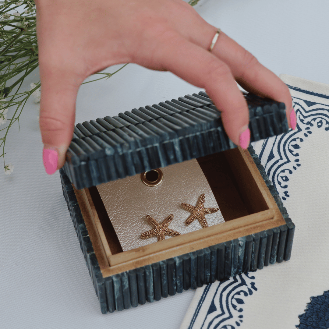 Blue Stripe Trinket Box