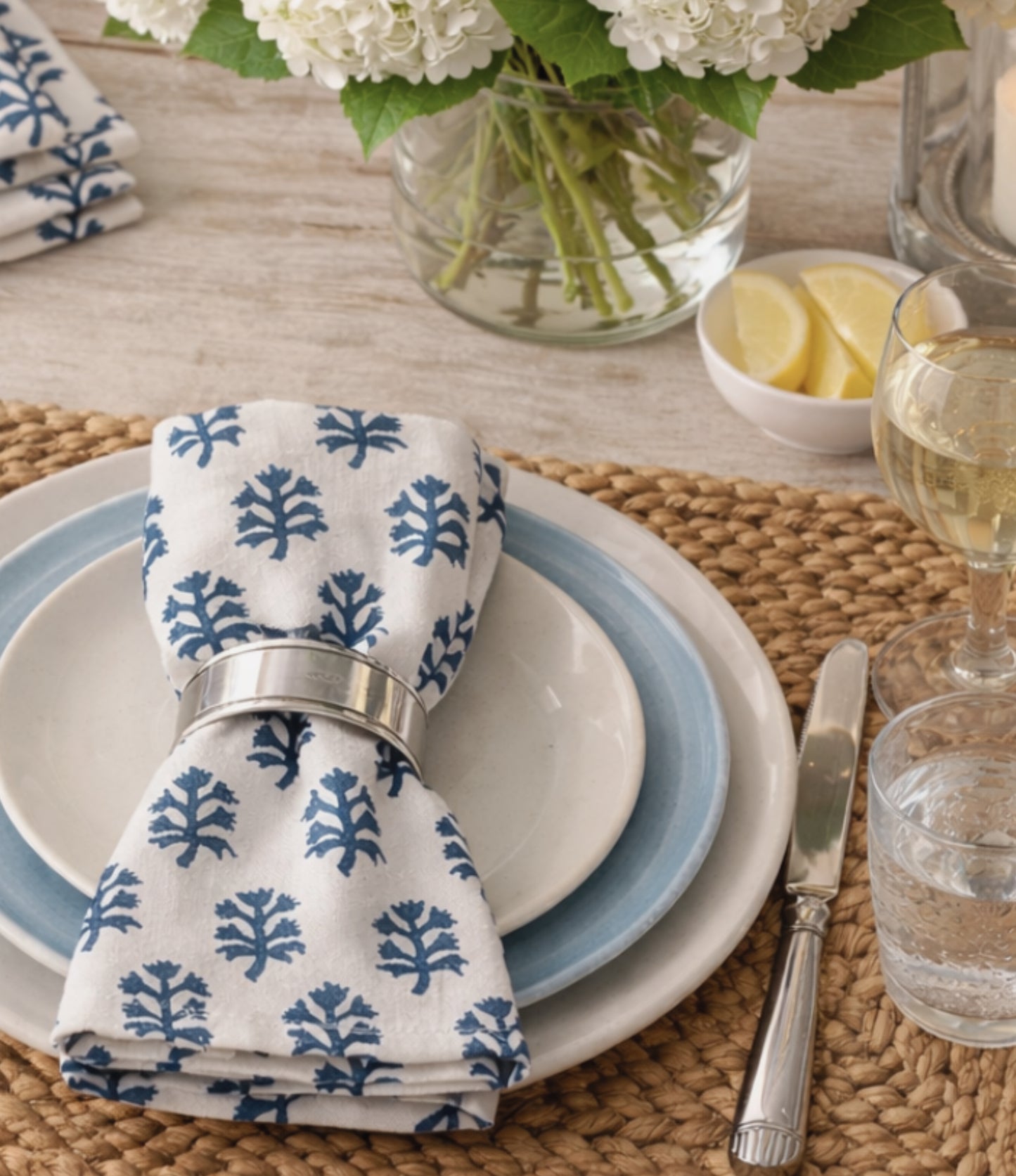 Sconset Block-print Dinner Napkin (set of 4)