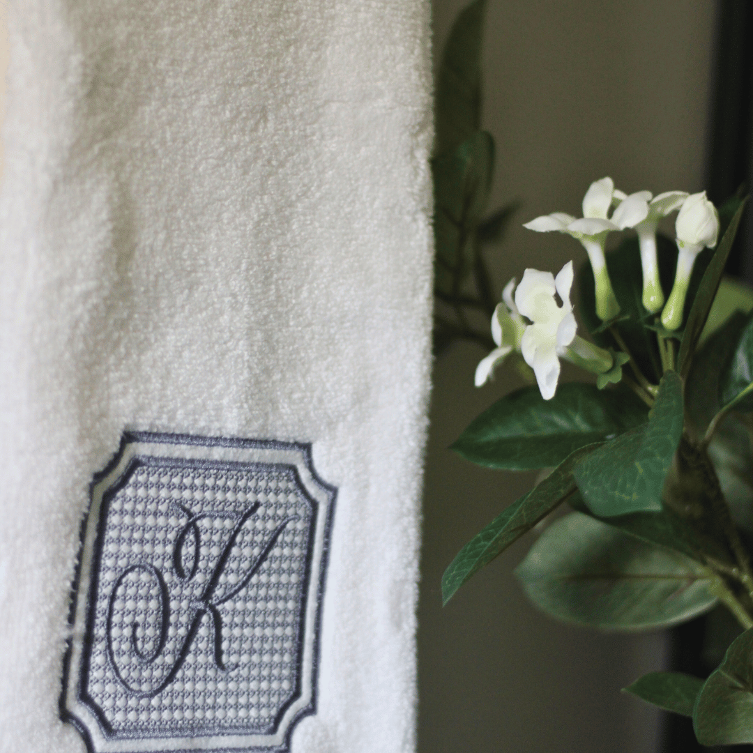 Embossed Monogram Hand Towel