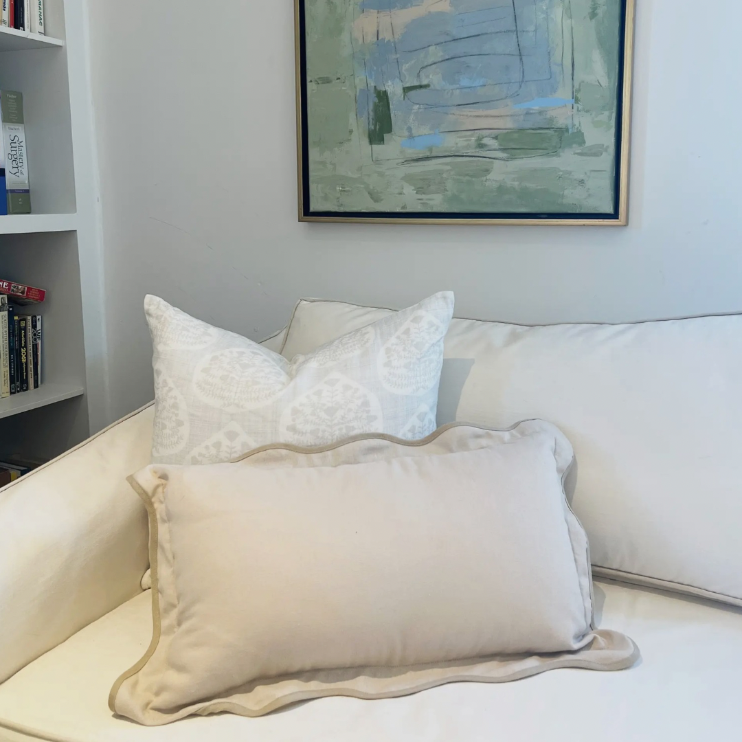 Taupe Scalloped Throw Pillow Cover