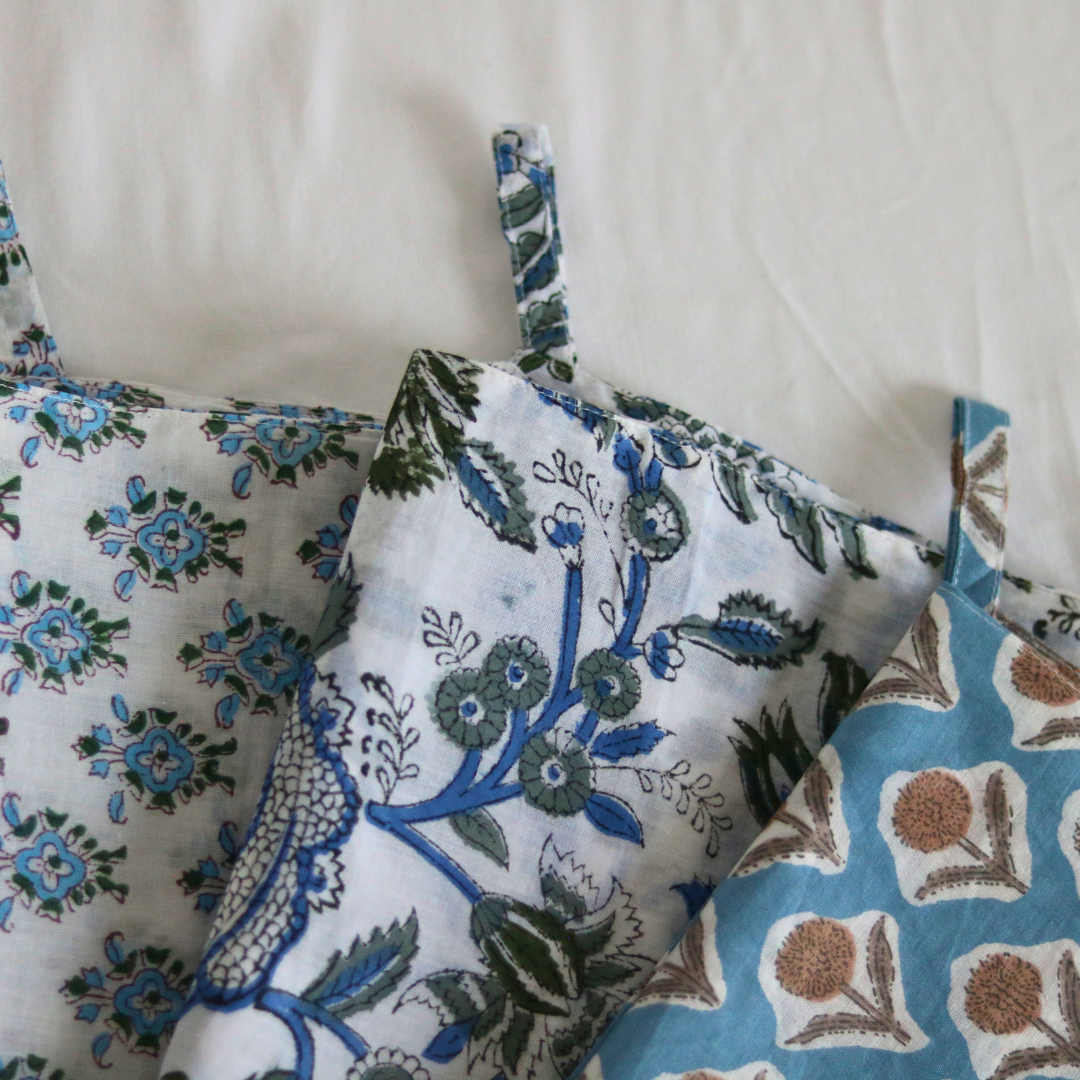 Poppy Block Print Tea Towel