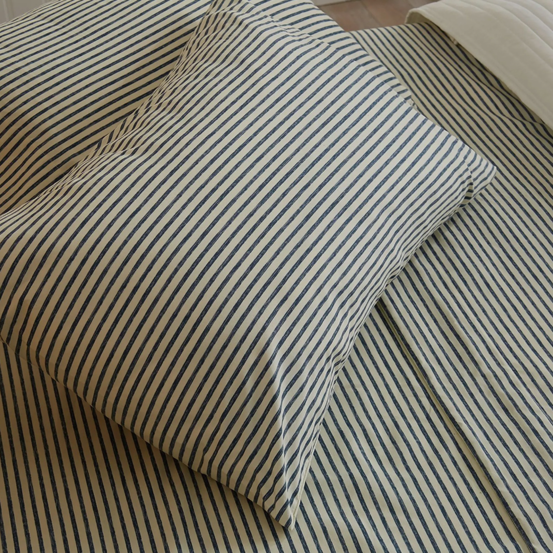 Striped Microfiber Sheet Set — Dark Gray