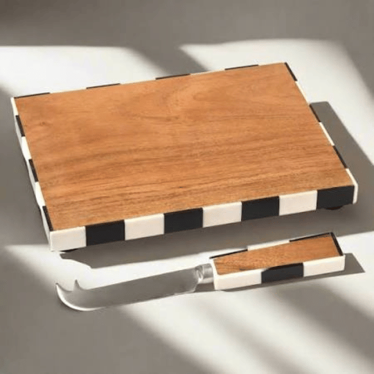 Checkered Cheese Board & Knife Set
