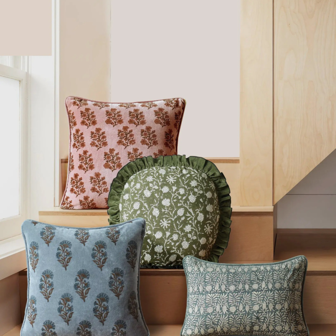 Velvet Block Print Pillow