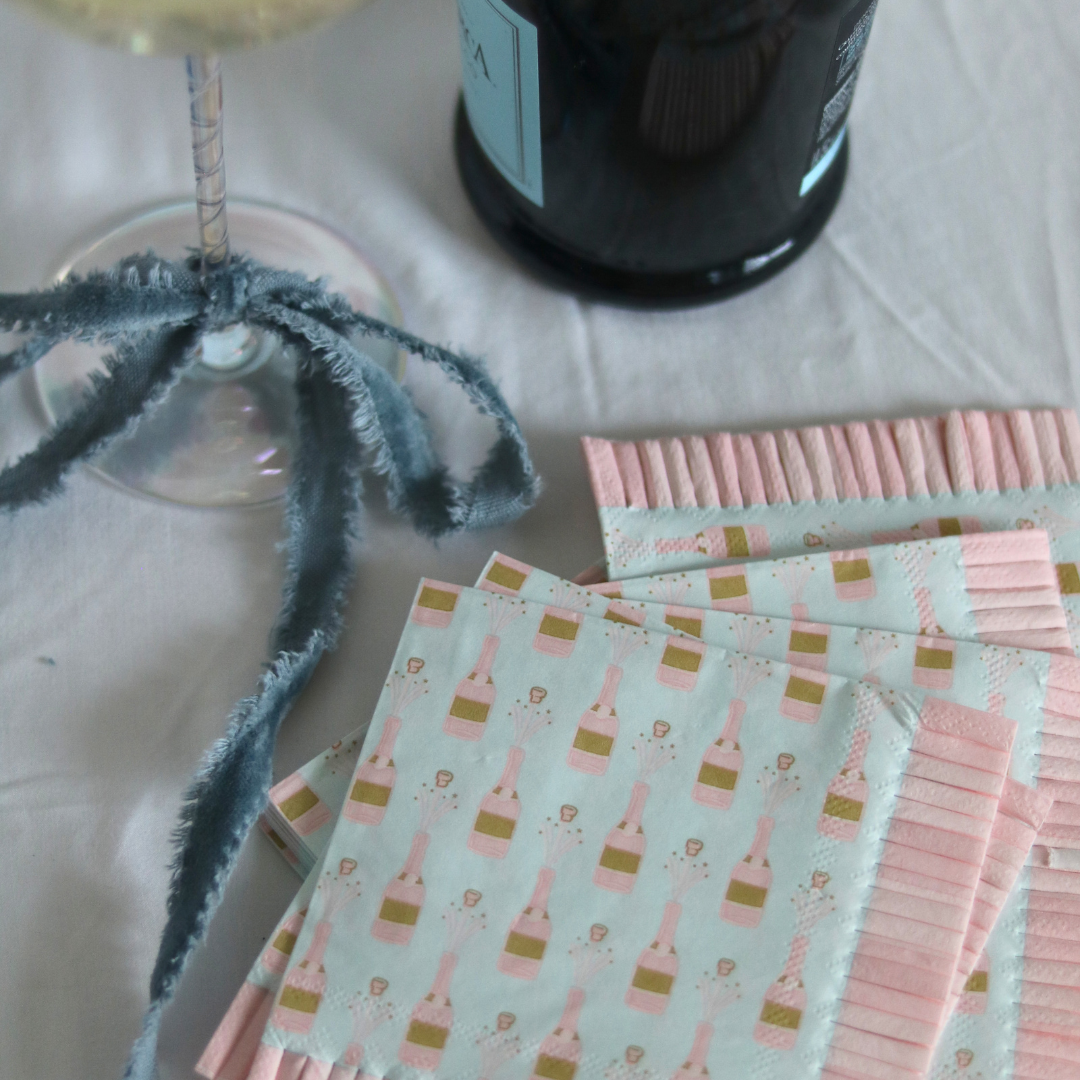 Champagne Bottle Fringe Napkins