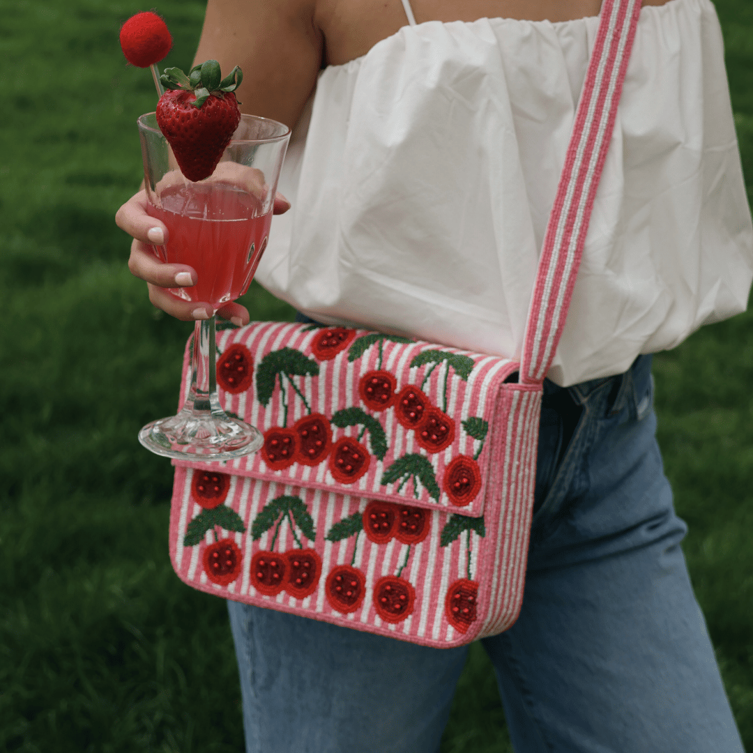 Cherry Beaded Crossbody Bag