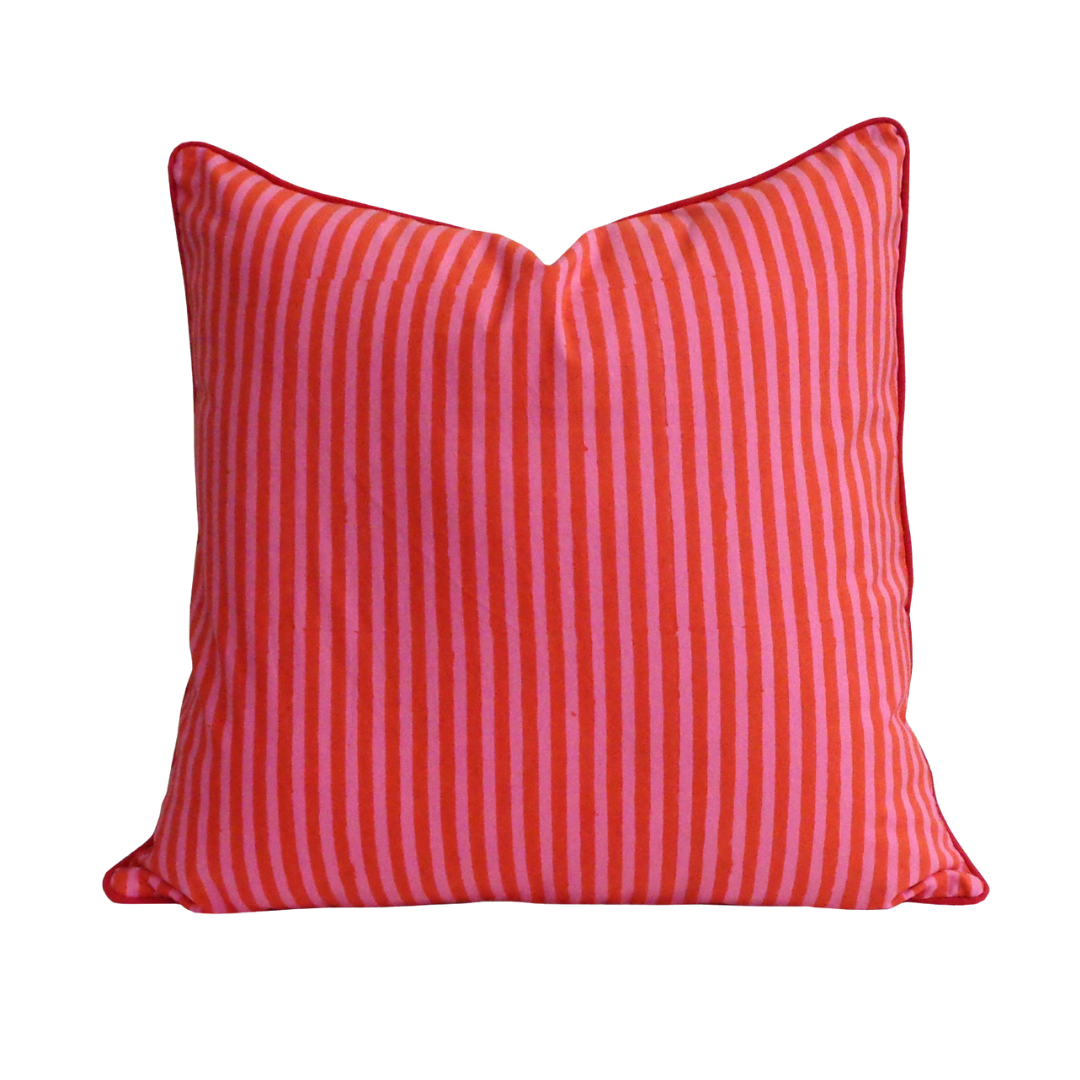 Red Stripped Pillow Cover