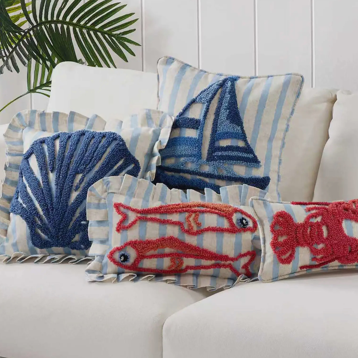 Sailboat Tufted Hook Pillow