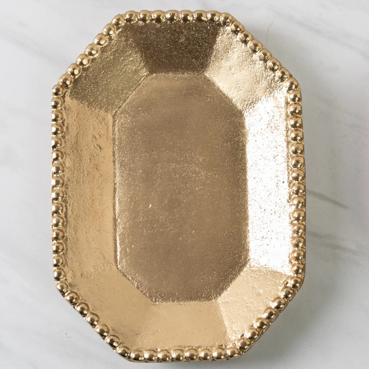 Gold Beaded Border Octagon Tray