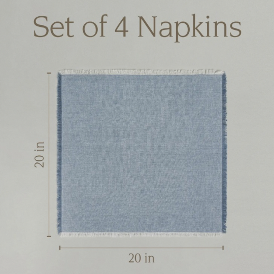 Woven Frayed Chambray Napkin (Set of 4)
