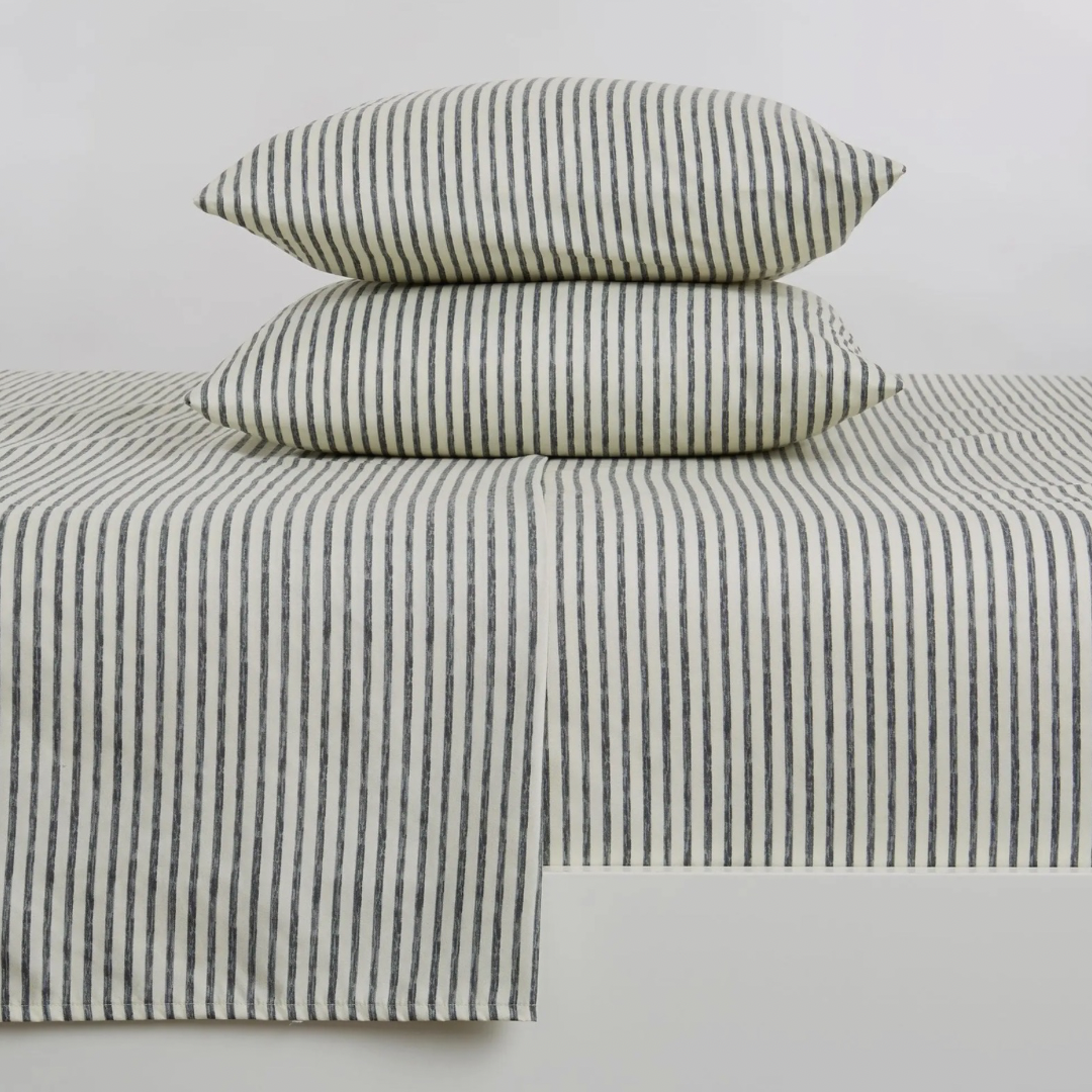 Striped Microfiber Sheet Set — Dark Gray
