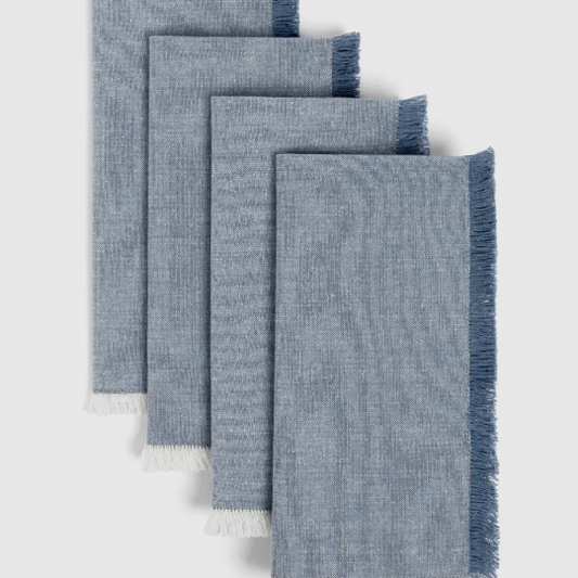 Woven Frayed Chambray Napkin (Set of 4)