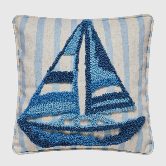 Sailboat Tufted Hook Pillow