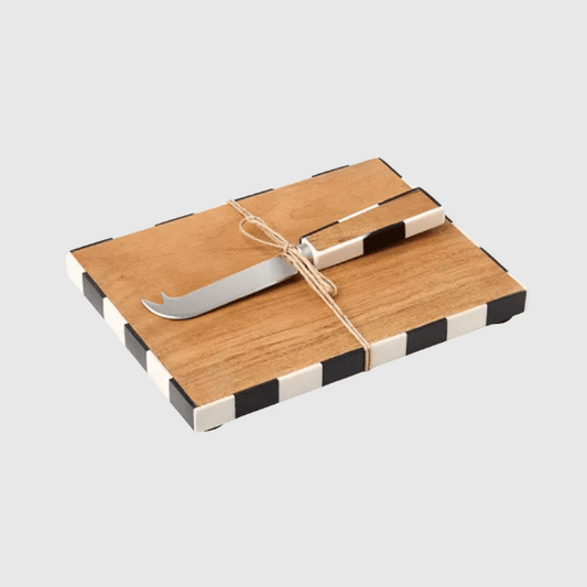 Checkered Cheese Board & Knife Set