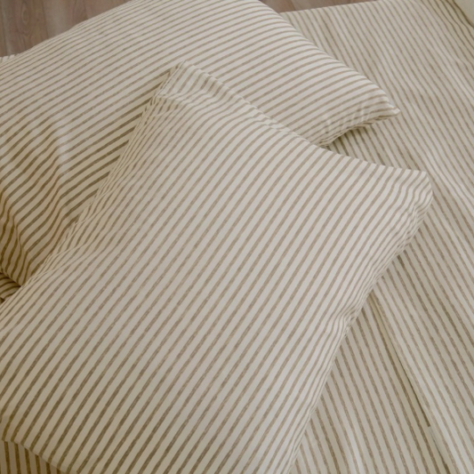Striped Microfiber Sheet Set — Light Taupe