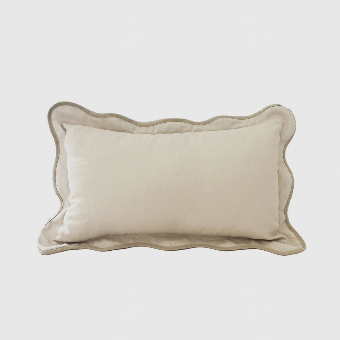 Taupe Scalloped Throw Pillow Cover