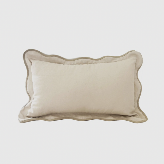 Taupe Scalloped Throw Pillow Cover