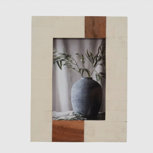Ivory & Wood Stripe Frame