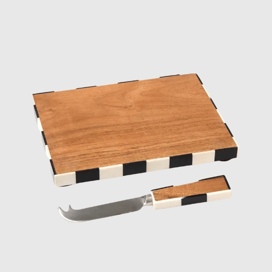 Checkered Cheese Board & Knife Set