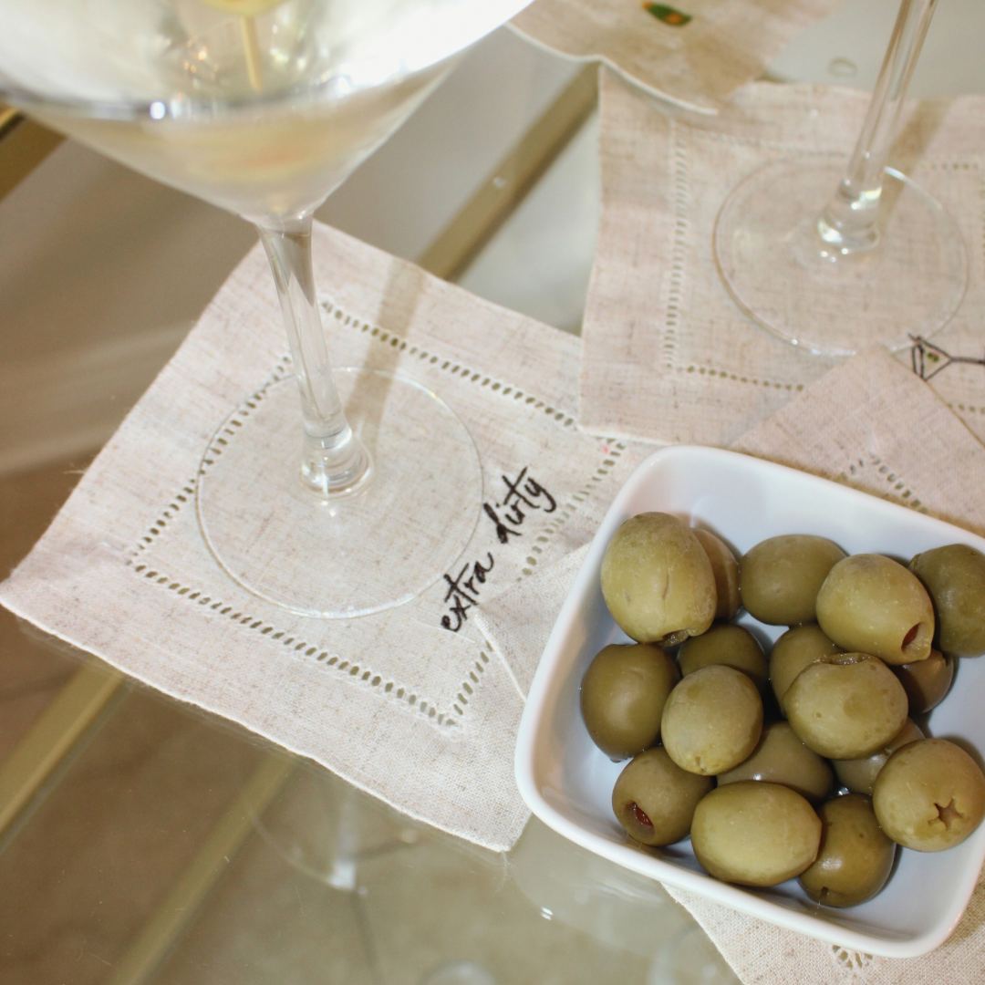 Custom Monogram Linen Cocktail Napkin Set (Set of 4)
