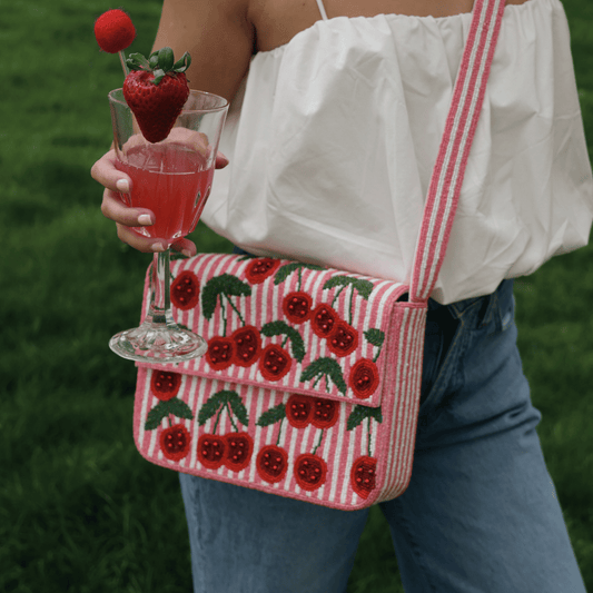 Cherry Beaded Crossbody Bag