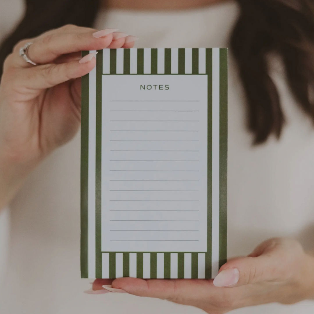 Green Striped Note Pad