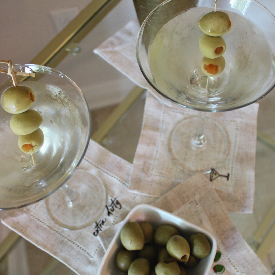 Custom Monogram Linen Cocktail Napkin Set (Set of 4)