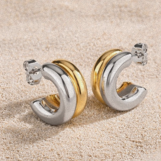 Two Toned Chunky Hoop