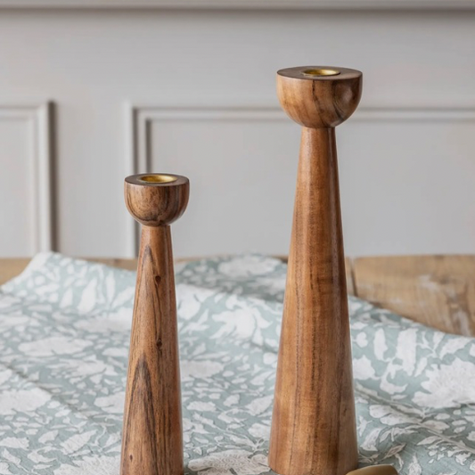 Modern Wood Candle Holders (Set of 2)