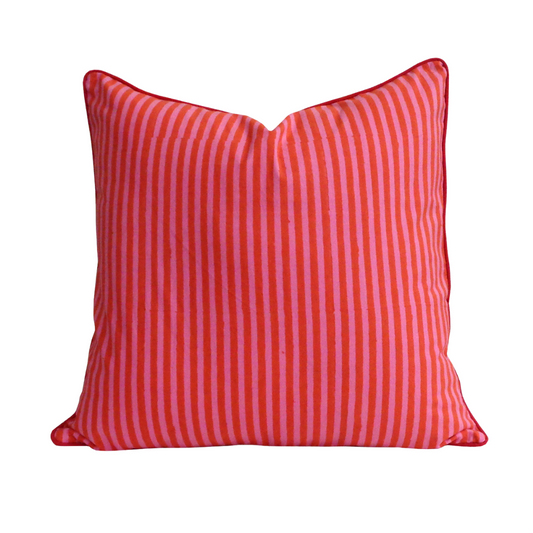Red Stripped Pillow Cover